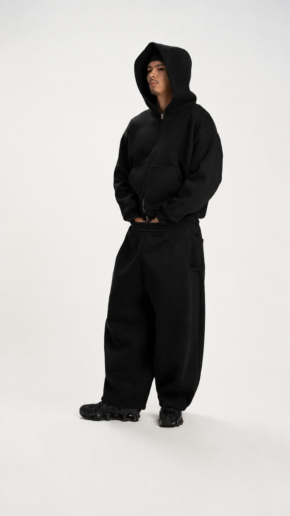 Zip-Up Hoodie & Sweatpants (Black)