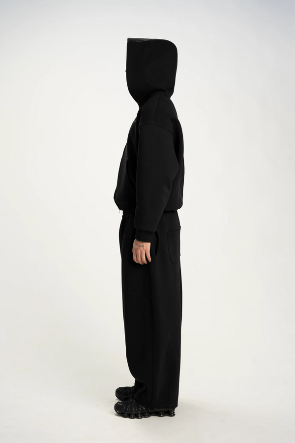 Zip-Up Hoodie & Sweatpants (Black)